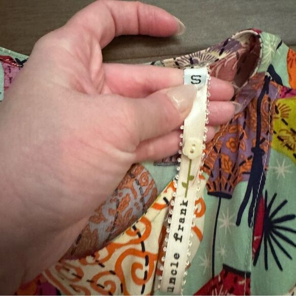 Uncle Frank Chinese Lantern Print Multicolor Short Sleeve Rayon Mini Swing Dress - Picture 9 of 15